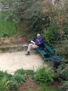 Reading in Renoir's garden.